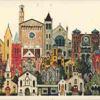 Color Postcard: 21 Hoboken Churches, Hoboken, NJ