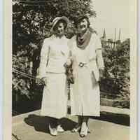 Sepia-tone photo of 2 women (mother & daughter?) of the Schuller family of Hoboken on rooftop, Hoboken, n.d., ca. late 1930s.