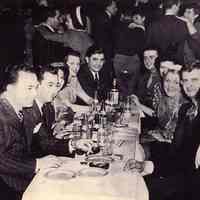 Digital image of b+w copy print of DeSapio family et al with Frank Sinatra at La Bomba, [New York], 1943.