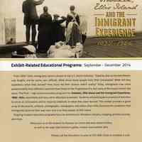 Brochure: Exhibit-Related Educational Programs: Sept. - Dec. 2014. Hoboken Historical Museum, Hoboken, N.J.