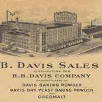          detail R.B. Davis Sales Co. factory vignette; sign on roof
   