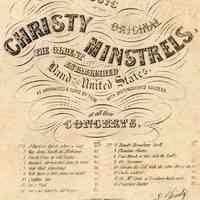 Sheet music: Oh! Susanna. Music of the Christy Minstrels, No. 8. (Composed by Stephen Foster.) NY: Published by C. Holt, Jr., 156 Fulton St., 1848.