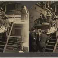 Stereoview: V91241 - Severely Wounded Being Transferred to Hospital Ship from Transport, Hoboken.