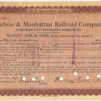 Hudson & Manhattan R.R., Purchase & Syndicate Agreement; 5th Instalment Receipt; from Harvey Fisk & Sons for $2500; N.Y., Apr. 1, 1907.