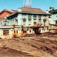          Digital image of color photo of the eastern facade of the Hoboken Terminal just south of the abandoned ferry slips, Hoboken, Sept., 1999. picture number 1
   