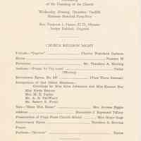 Program: First Baptist Church, Hoboken. Church Reunion Night, Wednesday, December 12, 1945.
