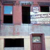 Color slide of building under renovation on or near Newark and Garden Sts., Hoboken, ca, 1983-84.