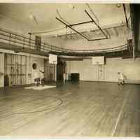 Sepia-tone photo of the adult gymnasium at the Y.M.C.A., 13th & Washington Street, Hoboken, no date, ca. 1929.