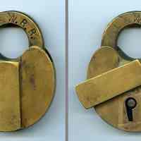          Padlock for Delaware, Lackawanna & Western R.R. steam locomotive no. 134, ca. 1880-1900. picture number 1
   