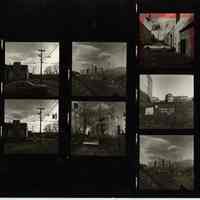 B+W negative contact sheet of images of Hoboken taken by John Conn. no date, [1976].