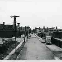 B+W photo of view looking south on Jefferson St. to 13th St., Hoboken, n.d., ca. 1965-1969.