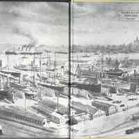          rear endpapers: bird's-eye illustration Tietjen & Lang Shipyard circa 1916
   