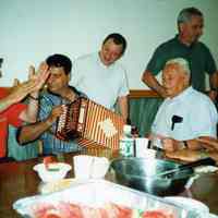 Color photo of the interior of the Monte San Giacomo Democratic Club, Inc. at 531 Adams St., during a Museum visit, Hoboken, July 9, 2000.