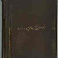 Scrapbook with mounted victorian die-cut scraps presented to Mable Bolles by James & Edward O