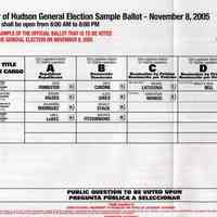 Sample ballot for general election, Hudson County, November 8, 2005.