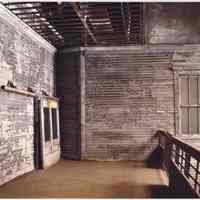 Digital color image of Hoboken Terminal wood clapboard walls on the passenger loading deck of former ferry area, Hoboken, no date, [2004].