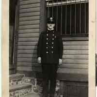 B+W photo of Jack Kirchner in Guttenberg volunteer fireman