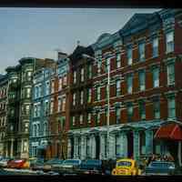 Color slide of eye-level view of row houses on Washington between 11th & 12th looking NE