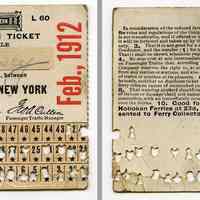 Ticket, transportation: Delaware, Lackawanna & Western R.R., Month Commutation Ticket for Feb. 1912; good for 60 rides between East Orange & N.Y.