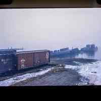 Color slide of a dock on the Hudson River.