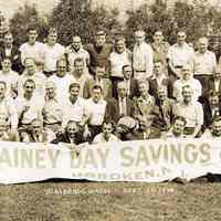 B+W photo of "Rainey Day Savings Club, Hoboken, N.J." at Blasberg