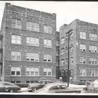 B&W photo of apartment building at 41-47 Mt. Pleasant Avenue, Newark.