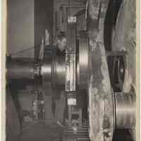 B+W photo of a part being machined at Bethlehem Steel Shipyard, Hoboken, n.d., ca. 1940-1945.