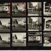 B+W negative contact sheet of images of Hoboken taken by John Conn. no date, [1976].