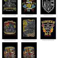 Artwork designs for Hoboken Motorcycle Club t-shirts by Adam Rodriguez, 1999-2013.