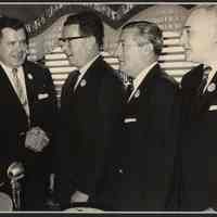 B+W photo of Richard J. Hughes, James F. Quinn et al at Meyer