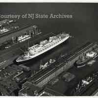 B+W aerial photo of the Holland America Lines Hoboken Piers, October 14, 1948.