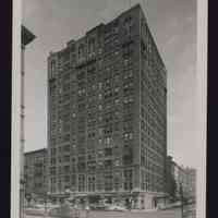 B&W photo of mixed-use apartment building at 175 West 76th Street (341-347 Amsterdam Avenue), New York City.
