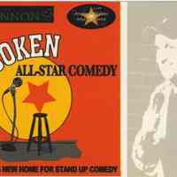 Postcard handbill announcing Hoboken All-Star Comedy, The Shannon, 106 First St., Hoboken, starting Oct. 3 [2004].