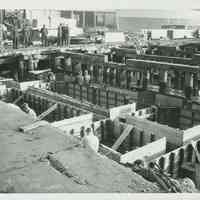          B+W photo of the construction of Pier 5 (formerly Pier 14) at the Bethlehem Steel Shipyard, Hoboken Division, Nov. 27, 1957. picture number 1
   