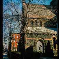 Color slide of eye-level view of the Church of the Holy Innocents at 534 Willow taken from 6th between Clinton and Willow looking E