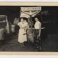 Digital image of b+w photo of Lucy Principe (left) holding Lucille Conti & Ann D