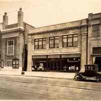 Sepia-tone photo of the Public Service (Gas & Electric) building, 615 Washington St., Hoboken, April 29, 1926.