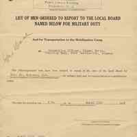 List of Men Ordered to Report to the Local Board Named Below for Military Duty. Local Board, Division No. 2, Hoboken, April 11, 1918.