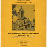 Program: First Baptist Church, 9th & Bloomfield, Hoboken, N.J. 111th Anniversary Celebration; Dedication of New Organ & Carpet, Oct. 18, 1956.