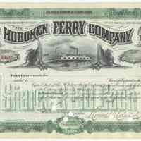 Stock certificate: Hoboken Ferry Company, No. A140, unregistered, canceled, from the 1890