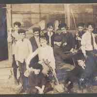 Digital image of photograph of building exterior with children, Hoboken?, no date, circa 1900.