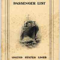 List of Cabin Passengers. S.S. America, United States Lines, voyage to New York, Aug. 15, 1928.