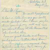 Letter from Rose Guinan to John Ryan, May 20, 1920. With reply and envelope.