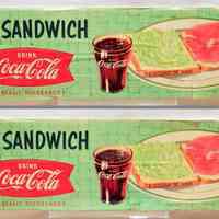 Signs, 5, for sandwiches with Coca-Cola; from Schnackenberg