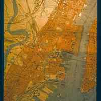          Color slide of detail from unidentified map of New York Harbor with Hoboken picture number 1
   