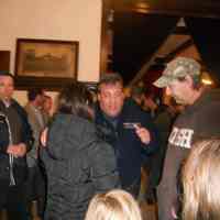 Color photo of Governor Chris Christie talking with local residents at Hoboken Elks Club, Nov. 4, 2012.