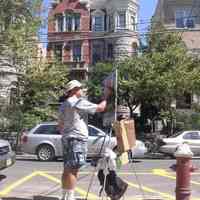         Digital photos, 29, of artist Frank Hanavan working on a painting of 921 Hudson Street, Hoboken, August 25, 2005. picture number 4
   