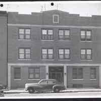 B&W photo of apartment building at 901 Bergen Street, Newark.