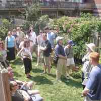 Digital color image of the gardens and people on the Secret Gardens Tour, Hoboken Historical Museum, Hoboken, June 9, 2002.