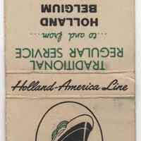 Matchbook from Holland - America Line, [Hoboken], no date, ca. 1950.